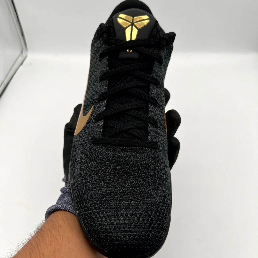 Nike Kobe 11 Elite Low 885003-994 Mens 9.5‎ Sneakers Cozy Gold Black Mamba Shoes